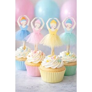 Ballerina Party Picks Set of‎ 24 Ballet Tule Appetizer, Cupcake, Cake Toppers